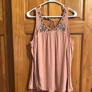 Charming Charlie Pink Embellished cold shoulder long sleeve top great condition